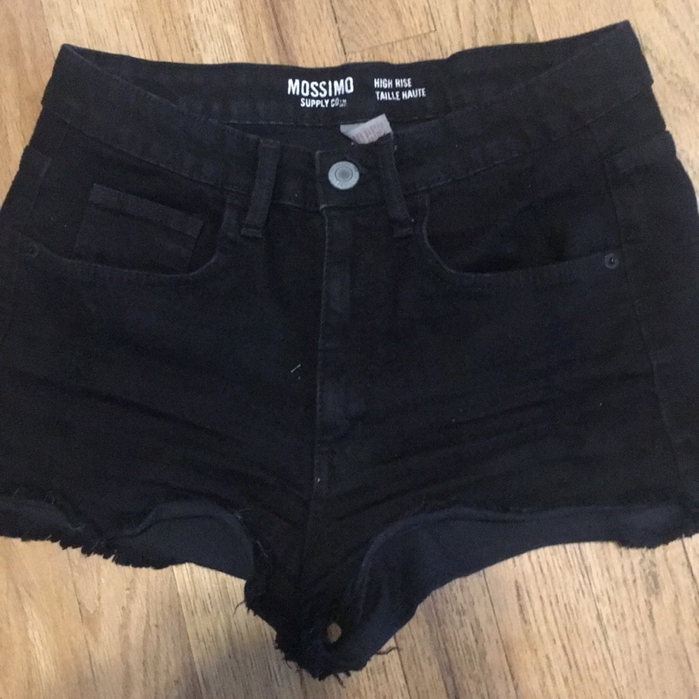 High-rise denim (black) juniors shorts